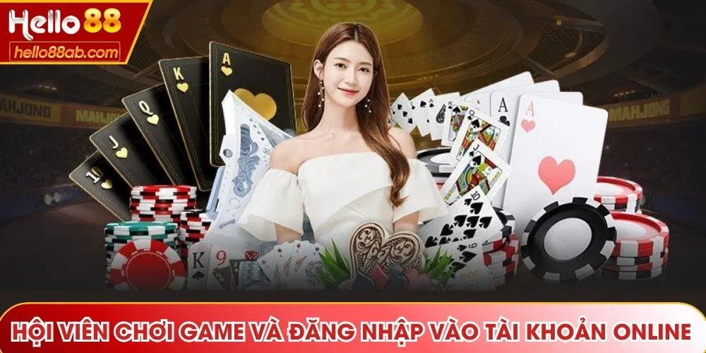 Hội viên chơi game và đăng nhập vào tài khoản online